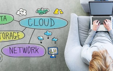 Cloud Computing with man using a laptop