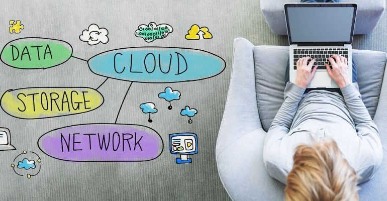 Cloud Computing with man using a laptop