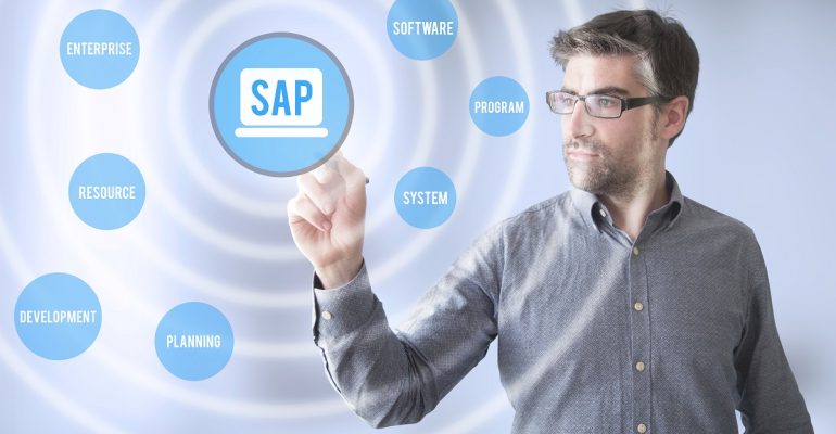 businessman touching SAP